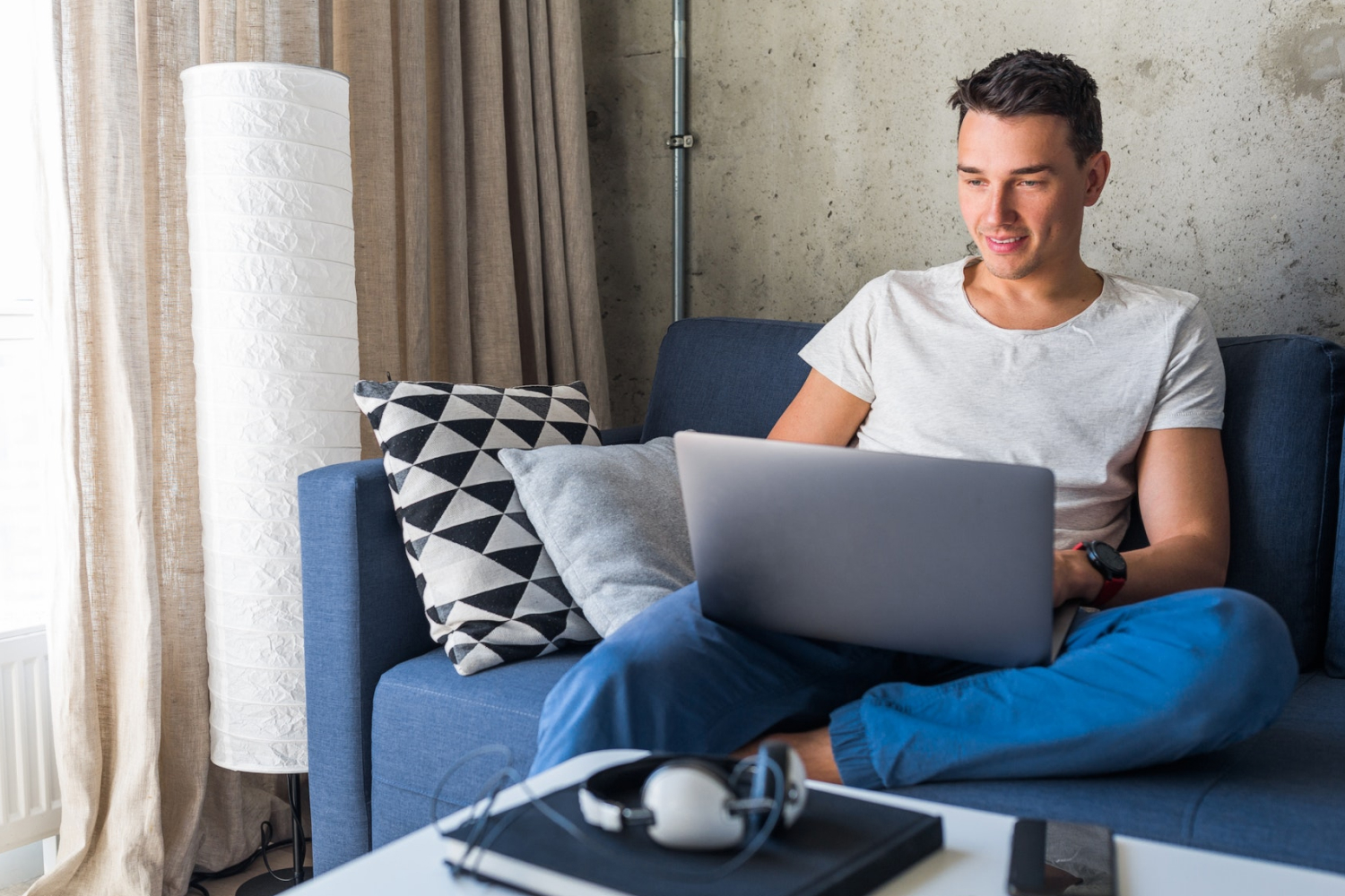 Homeowner using a laptop