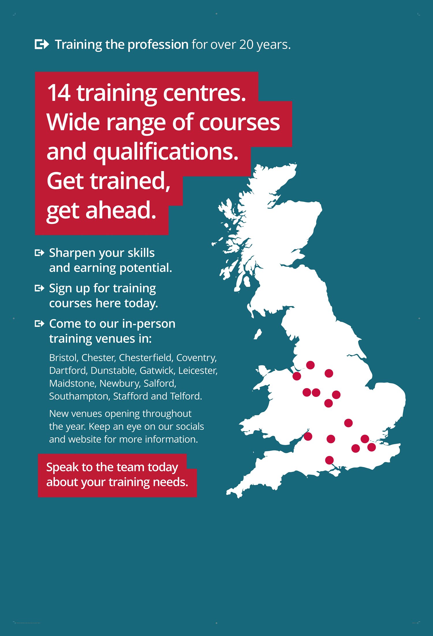 NICEIC training map showing venues